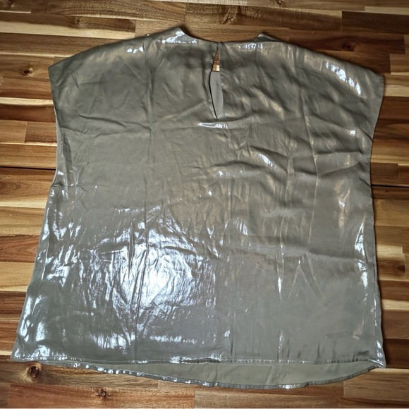 Banana Republic Maxime Metallic Champagne Gold Short Sleeve Sleeveless Top XXL - Picture 5 of 11